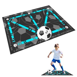 Soccer Training Mat,Football Footstep Training Mat-Silent Shock Absorption Training Mat Anti-Skid Soccer Footwork Training Mat Soccer Training Equipment for Kids Skid Carpet for Football Field Ground