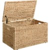 eHemco Heavy-duty Water Hyacinth Wicker Storage Trunk with Metal Frame,