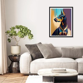 QAZWSX Doberman in Colorful Diamond Painting Kits for Adults, Funny Animals 5D DIY Diamond Art Kits Full Drill Diamond for Gift Wall Decor Gem Arts 12x16 inch