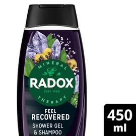 Radox Mineral Therapy Feel Recovered 2-in-1 Shower Gel & Shampoo Men's Body Wash with magnesium and a black pepper & ginger scent for a soothing experience 450 ml