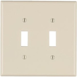 Leviton (10)-Leviton 2-Gang Smooth Plastic Mid-Way Toggle Switch Wall Plate Light Almond