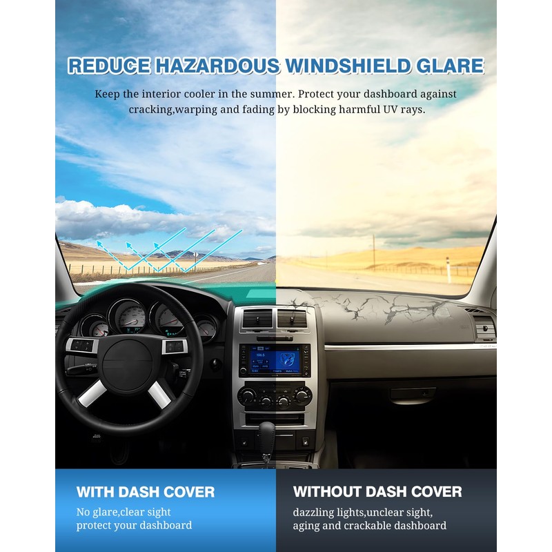 FIILINES Dash Cover Compatible with Dodge Charger 2008 2009 2010