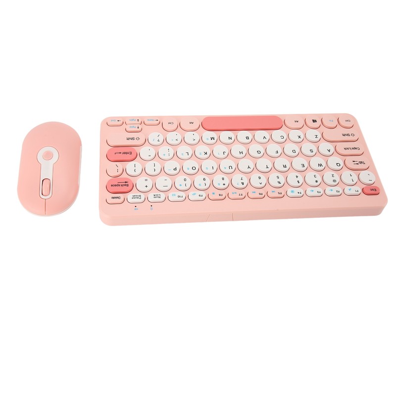 Wireless Keyboard Mouse Set Stylish Slim Round Keycaps Mute Ergonomic