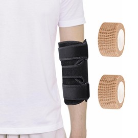 JASFLY Elbow Bandage Elbow with Removable Adjustable Metal Rails with 2 Rolls Skin Colour Bandage for Left and Right Arm