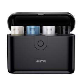 Travel Bottles with Case, 4x2oz TSA Approved, Leak-Proof, Press to Unlock, Compact & Portable Travel Toiletries (Black)