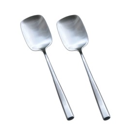 Square Head Serving Spoons – Heavy Duty 18/10 Stainless Steel, Brushed Finish, Thick & Bend-Resistant Handle – for Buffet,family reunions,Dishwasher Safe – Set of 2, 9.57 Inch