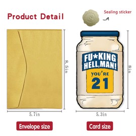 Detuca 21st Birthday Card Gifts for Him Her, 21st Birthday Decorations Men, Gifts for 21 Year Old Male Boys,Mayonnaise, Food Pun, Vegan Birthday