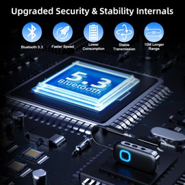 Bluetooth 5.3 Transmitter/Receiver 2in1 Wireless Aux Bluetooth Adapter 3.5mm Jack Audio Adapter for 2 AirPods/2 Headphones,Dual Connection aptX Low Latency for TV/Home Stereo/Airplane/Gym/Speakers/Car