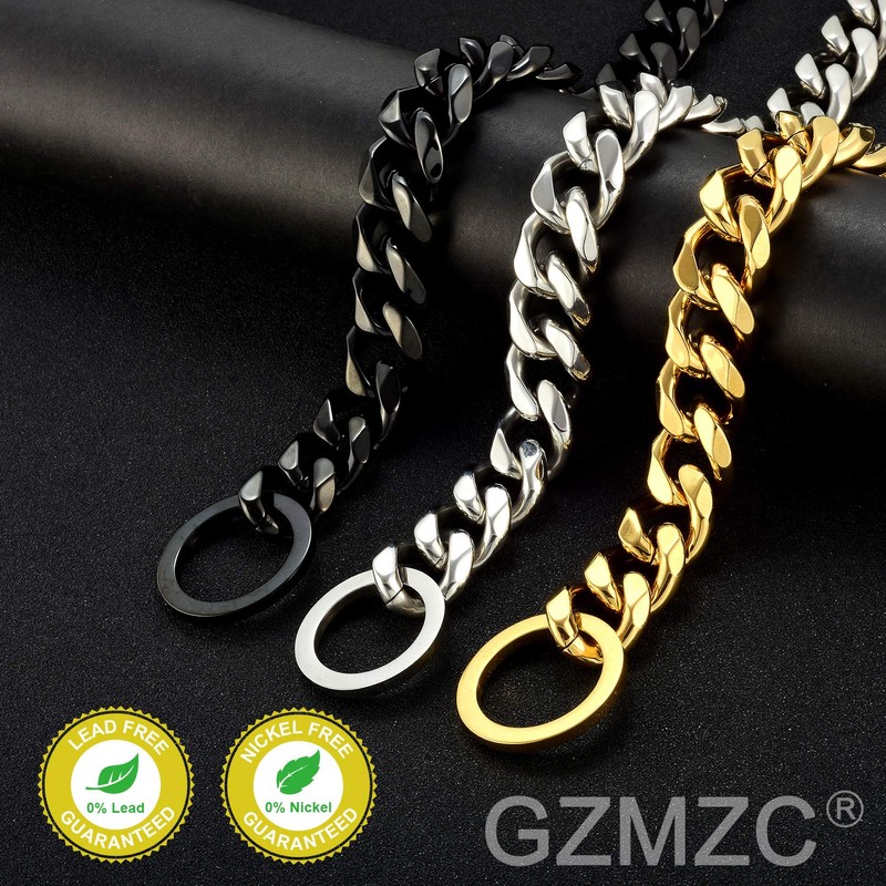 GZMZC Dog Chain Collar High Polished Stainless Steel Cuban Link