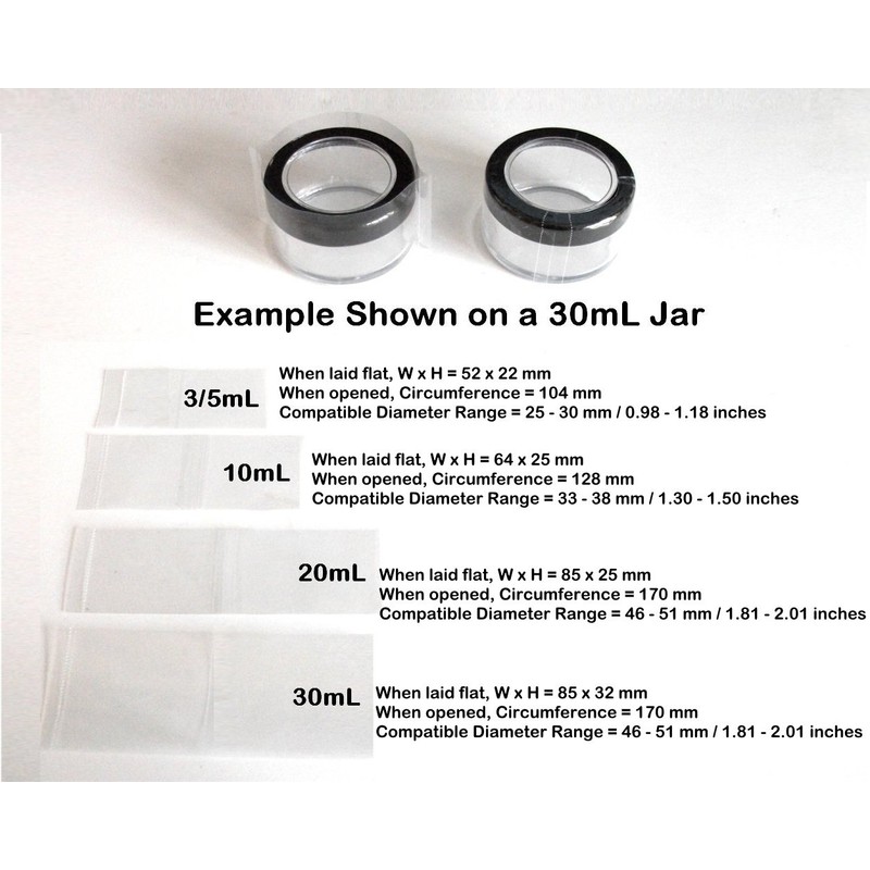 3/5ml Clear Plastic PERFORATED Shrink Bands for Jar/Bottle Caps 4