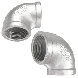 LOZOME 2PCS 1" Female NPT Threaded Elbow 90 Degree Elbows Angled 304 Stainless Steel Pipe Fitting