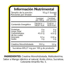 Suplemento en polvo BHP Ultra BHP NUTRITION Creatina sabor mango x 500g                                                                               