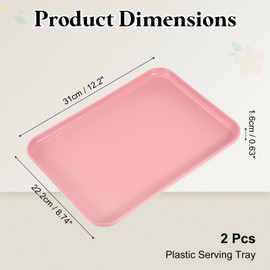 uxcell 2Pcs Plastic Serving Trays, 12.2 x 8.7 Inch Rectangle Food Trays Serving Cafeteria for Kitchen Restaurant Coffee Fruit Burger Lunch Dessert, Pink