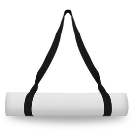 Adjustable Cotton Yoga Mat Carry Strap, Suitable for All Mat Sizes, Elastic and Robust Yoga Strap, Ideal for Pilates, Stretching Exercises and Fitness, Multifunctional and Lightweight, black