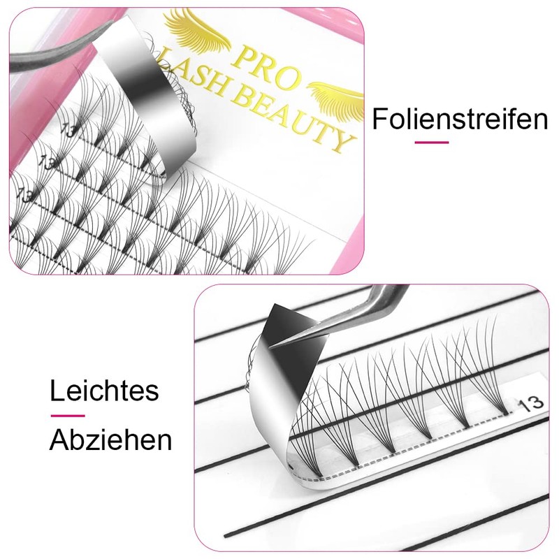 Fan Eyelash Extensions, 6D-C-0.10-9, Short, Ready-Made Volume Eyelashes, 0.07 C