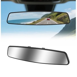 HmmtyRack Rear View Mirror, 14 Inch Chrome Anti-glare Panoramic Rear Mirrors Universal Convex Car Interior Clip on Extra Big Wide Angle Rearview Mirror Extender to Reduce Blind Spot for Car SUV Trucks