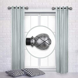 A&F Rod Decor - Amber 1" Side Curtain Rod 12-20 inch (Set of 2) - Black