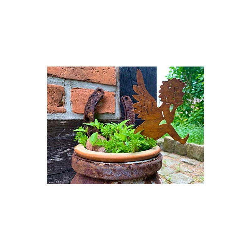 Garden Stake Pot Stake Set of 2 Angel Patina Metal
