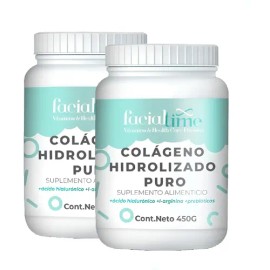 Facial Time 2 Colageno Hidrolizado Puro + Ácido Hialurónico 450gr Sabor Natural Pre-Workout Colágeno