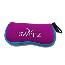 Swimz Soft Neoprene Swimming Goggle Pouch - Soft Swimming Goggle Case (Purple/Blue/White)