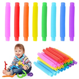 VFANDV Pack of 24 Pop Tubes, Mini Stretch Tube Sensory Toy, Colourful Anti-Stress Toy, Pop Tubes Fidget Toy, Stress and Anxiety Relief for Adults and Children