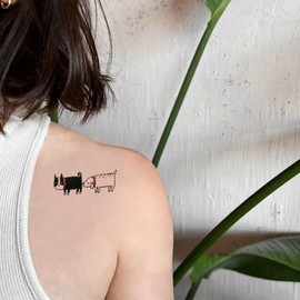 Oottati 2 Sheets Tiny Small Temporary Tattoos For Women Men Finger Hands Neck Wrist Face, Cute Long Lasting Cartoon Fake Tattoo Stickers For Kids Boys Girls Cat and Dog
