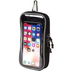 Shoebill Outdoor Pouch, Smartphone Pouch, Backpack, Attached, Carabiner Included, Backpack, Mountain Climbing, Waterproof, Operated with Inside (Black)