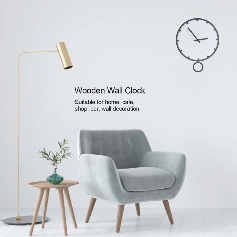 Wooden Wall Clock Silent Non Ticking Round Clock with Hook