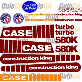 Case 580K Super K Backhoe Decals - Regular or Extendahoe - Early or Late Model