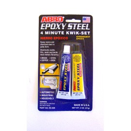 ABRO Epoxy Steel Adhesive 4 Minute Kwik-Set Automotive Grade, Bonds Most Metals, Easy to Use, Chemically Welds, Fills, and Seals, for Automotive, Industrial, and Household Use