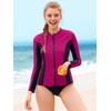 ATTRACO Womens Rash Vest Zip Long Sleeve UPF 50 Rash