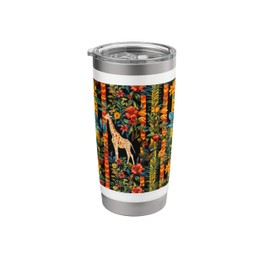 Savanna Splendor: Giraffes Among the Blooms Stainless Steel Insulated Tumbler