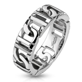Tapsi´s Coolbodyart® Stainless Steel Silver Ring 7mm Wide D Chain Pattern Available Sizes J - Z, Stainless Steel