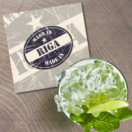 Unbranded Made In Riga Grunge Travel 4'' X 4'' Square Wooden Coaster