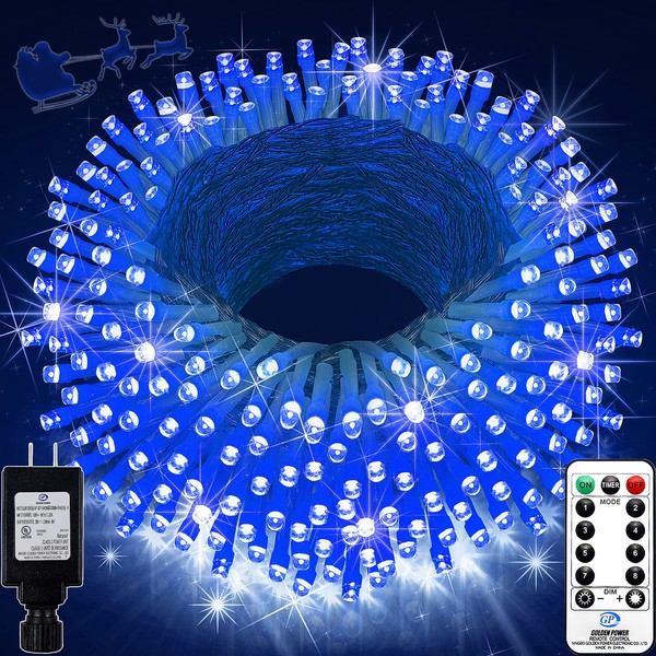 KNONEW 403ft 1000 LED String Lights Outdoor Christmas Lights 8 Modes & Timer Fairy Light Plug in Waterproof LED String Lights for Xmas Yard Tree Wedding Party Holiday Decorations (Blue)