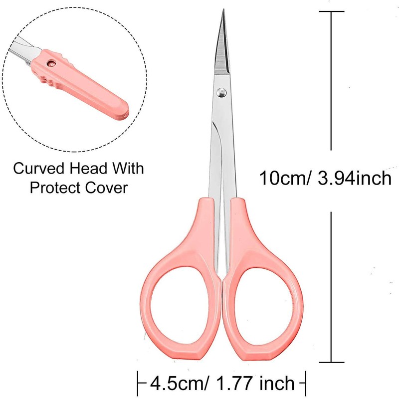 4 Inches Curved Sharp Blade Craft Scissors For Eyebrow Eyelash