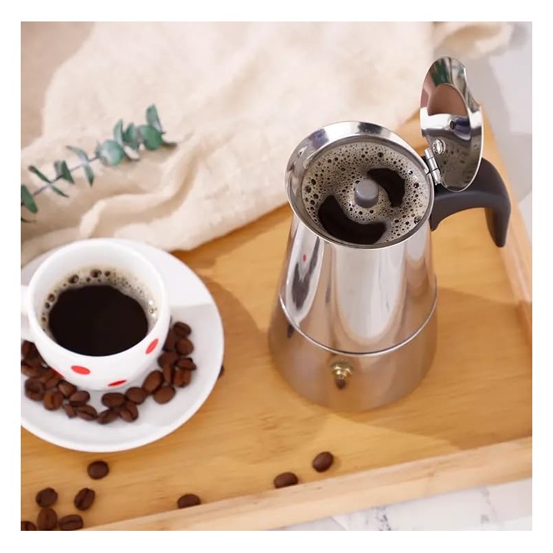 DeeKleen Stainless Steel Moka Pot Espresso Maker,Stovetop Moka Pot,Percolator Coffee