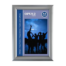 Opus 2 Snap Frame A5, 25 mm | Aluminium Anodised Construction & Anti-Glare Cover | Clip Poster Holders for Retail & Advertising Displays | Notice Sign Board Frame for Walls, 355014