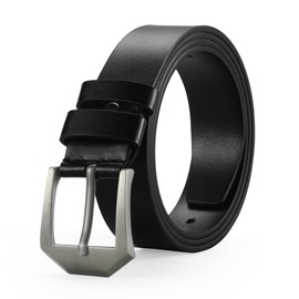 RNIEGA Men's Belt, Denim Belt Men's Length Can Be Shortened, Leather Belt Men for Jeans, Casual, Cowboy and Work Wear, 27Black