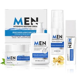 Herren Pflegeset, Pflegeset Männer Geschenkse, Männer Pflege Set, Skin Care Set mit Gesichtscreme Männer, Gesichtsreinigung, Gesichtspflege Creme, Feuchtigkeitsgel, 4-Teiliges Set