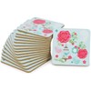 com-four® 16 x Wooden Drinks Coasters, Glass Coasters with Rose