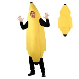 WOLADY Disfraz de Plátano para Adultos, Traje de Plátano de Halloween para Hombres y Mujer para Fiestas de Disfraces de Halloween, Cosplay y Representación Dramática