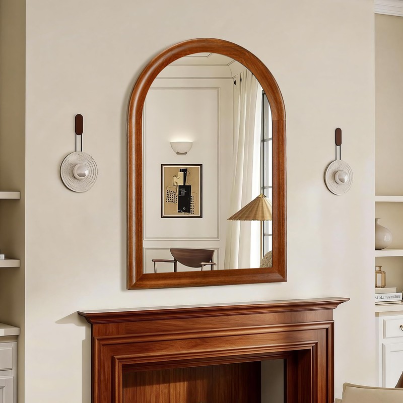 Tanmicoshomy Wood Bathroom Mirror 24x36 Inch,Rustic Wall Mirrors with Shatter-Proof