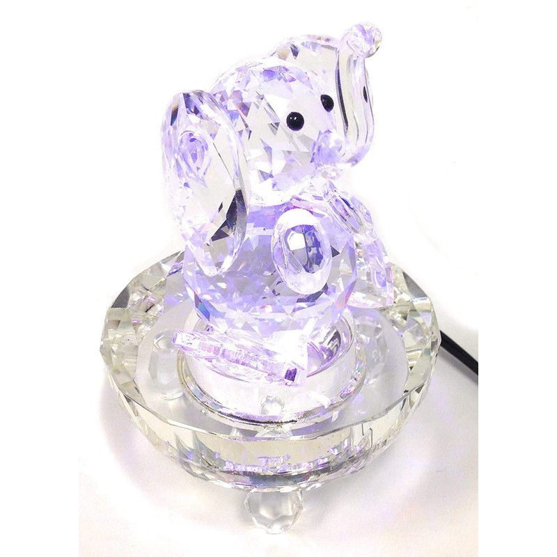 Amlong Crystal 7 LED Colored Lights Illuminated Round Crystal Display