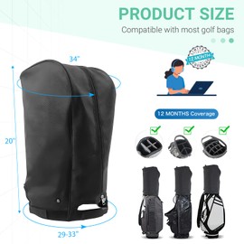 Golf Bag Cover/rain Cover 1680D Nylon Waterproof and dust Cover fits Most 8.5-9 inch Golf Bag/Golf Stand Bag,Golf Accessory Gifts for Any Golfer, Beginner to pro, Golf Alliance Partners