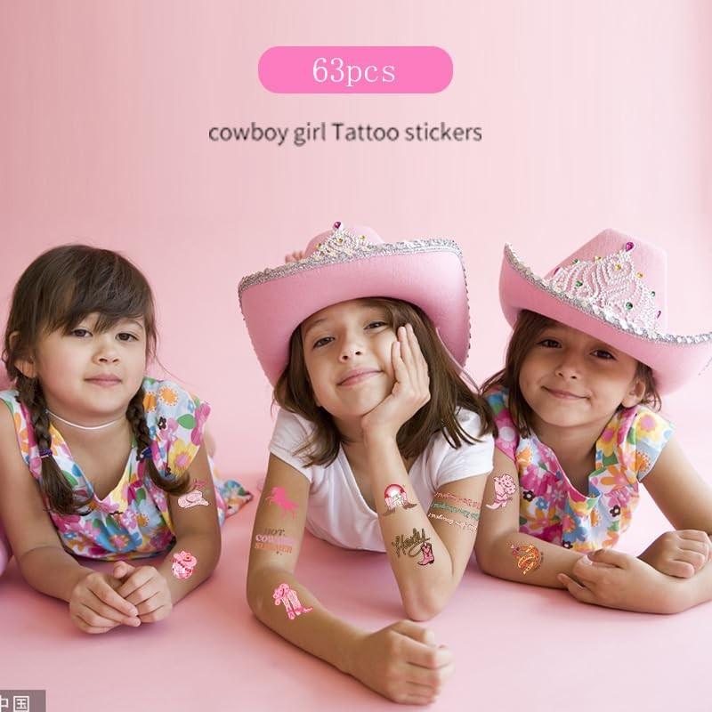 Pink Cowgirl Temporary Tattoo,