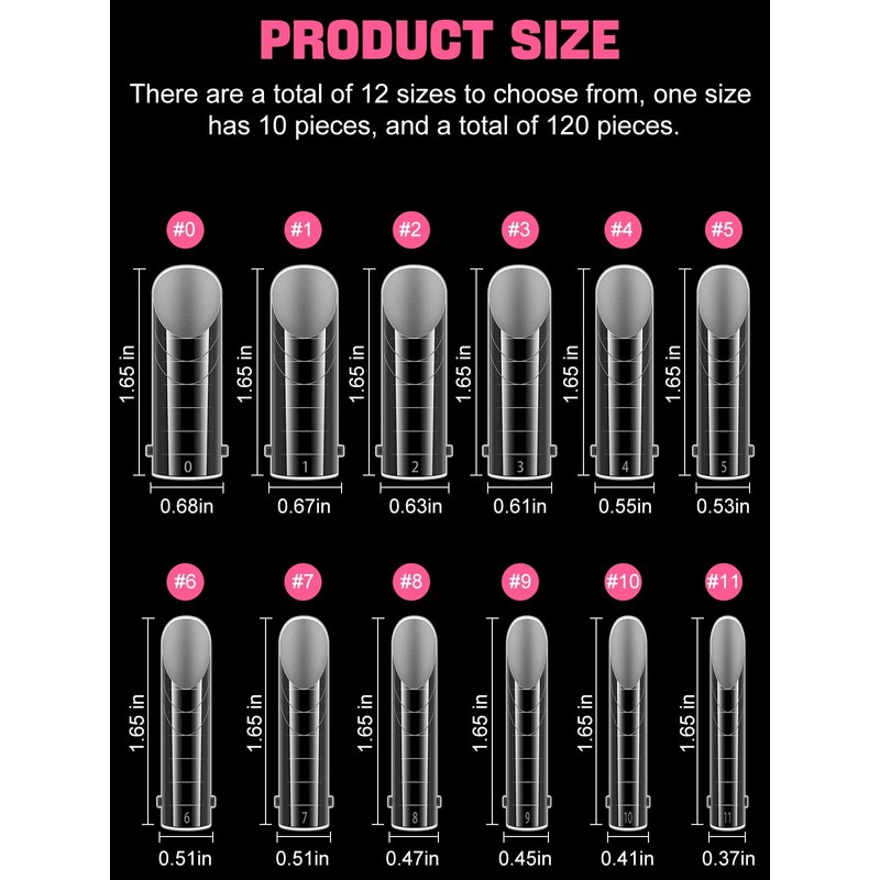 EBANKU 120 Pieces Clear Matte Dual Nail System Mould Acrylic