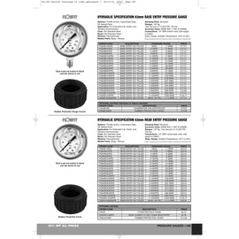 Flowfit Hydraulic Pressure Gauge, Glycerine Filled, 100mm Dial Size, Rated for 0-10000 PSI (690 Bar), 1/2" BSP Rear Entry