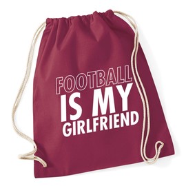Hippowarehouse Football is my girlfriend Drawstring Cotton School Gym Kid Bag Sack 37cm x 46cm, 12 litres