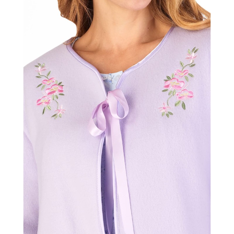 Slenderella Polar Fleece Ribbon Bed Jacket BJ44600 Lilac Medium